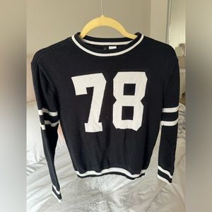 H&M black and white varsity sweater